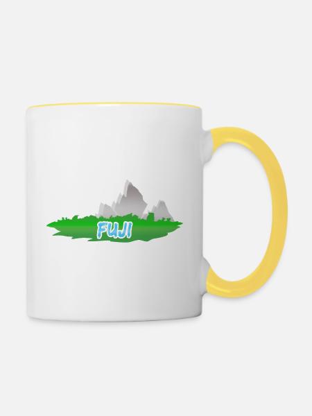 Fuji als Berg - Tasse zweifarbig - Weiß/Gelb