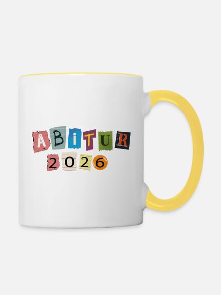 Abitur 2026 - Tasse zweifarbig - Weiß/Gelb