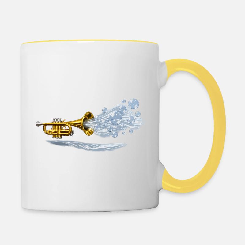 Éclatement en laiton aqua - Mug contrasté - blanc/jaune