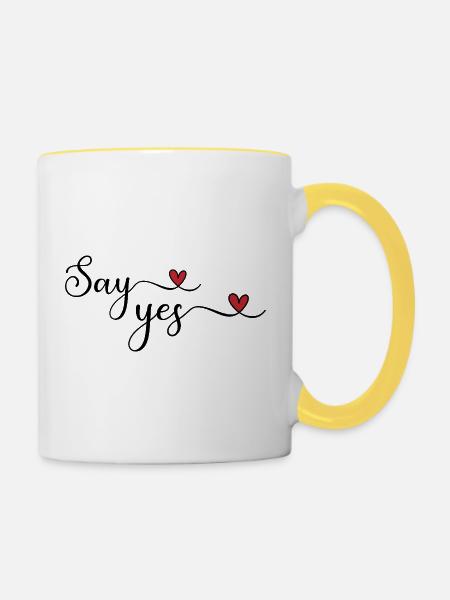 Sag ja - Tasse zweifarbig - Weiß/Gelb