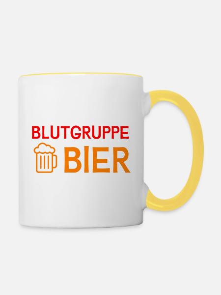 Blutgruppe Bier - Tasse zweifarbig - Weiß/Gelb