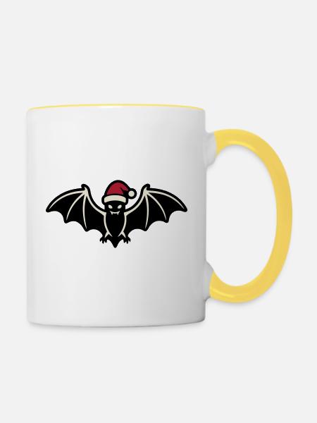 Fledermaus Weihnachtsmann Icon - Tasse zweifarbig - Weiß/Gelb