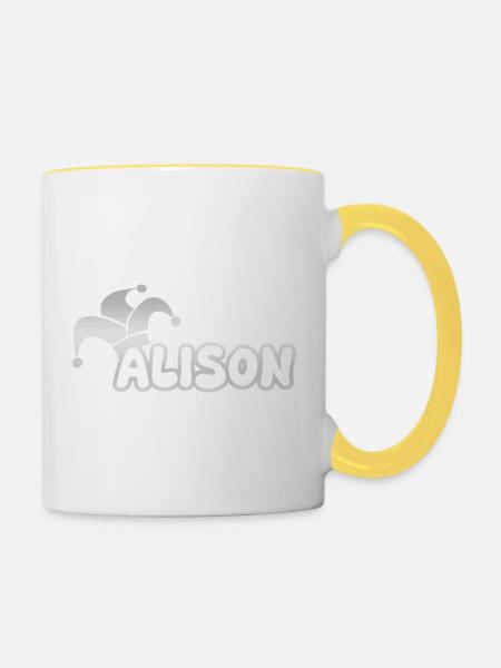 Fastnacht Alison - Tasse zweifarbig - Weiß/Gelb