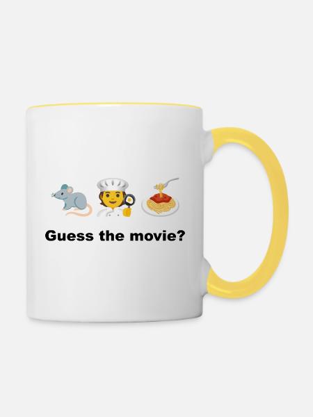 Chef Mouse mit Spaghetti - Tasse zweifarbig - Weiß/Gelb