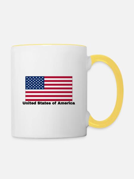 USA Fahne - Tasse zweifarbig - Weiß/Gelb