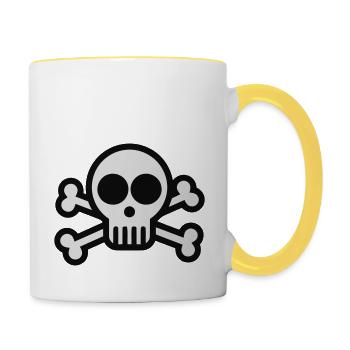 Pirat Totenkopf - Tasse zweifarbig - Weiß/Gelb - Rechts