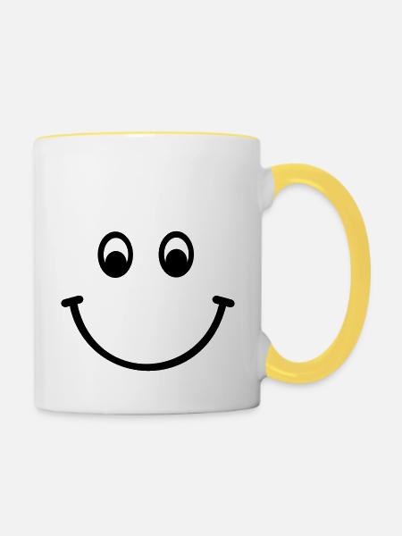 Smiley - Tasse zweifarbig - Weiß/Gelb