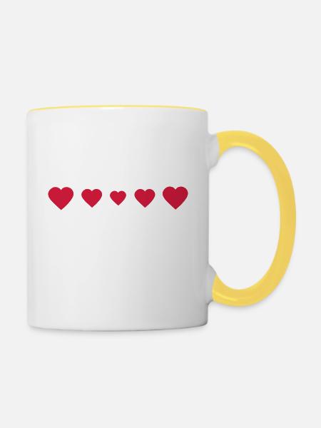 Liebe, Herz - Tasse zweifarbig - Weiß/Gelb