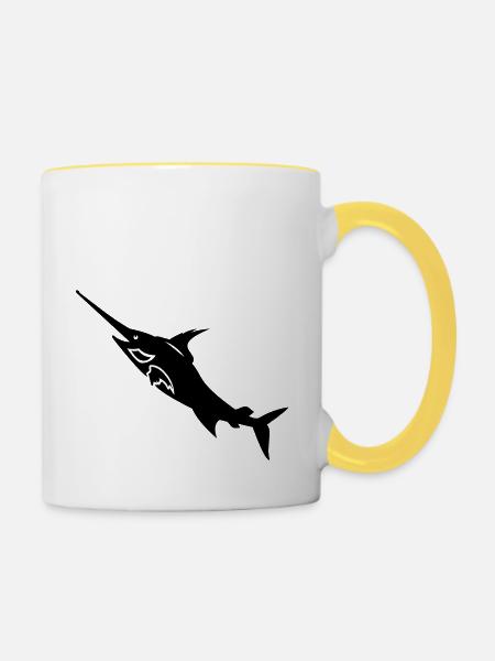 Schwertfisch / swordfish (1c) - Tasse zweifarbig - Weiß/Gelb