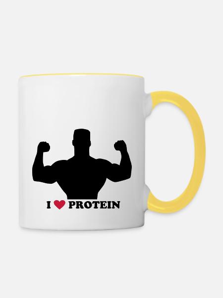 I love Protein - Tasse zweifarbig - Weiß/Gelb