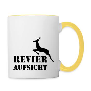 Revier Aufsicht - Tasse zweifarbig - Weiß/Gelb - Rechts