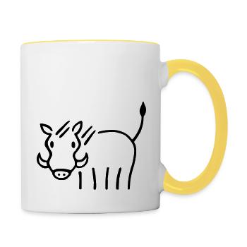 Warzenschwein - Tasse zweifarbig - Weiß/Gelb - Rechts