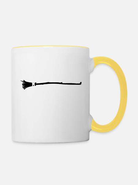 Besen ganz - Tasse zweifarbig - Weiß/Gelb
