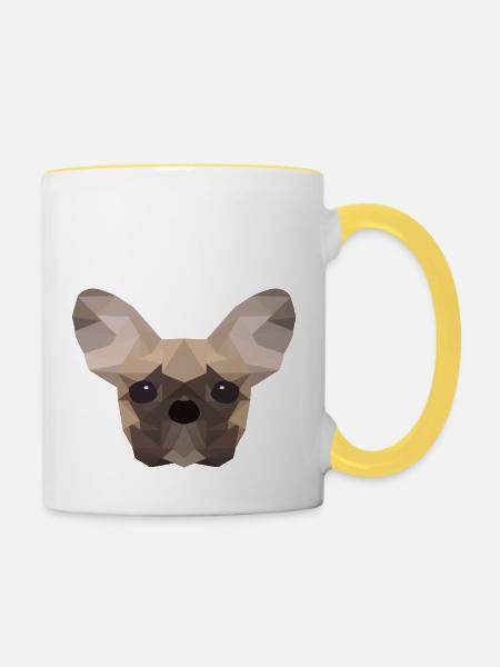 French Bulldog Low Poly - Tasse zweifarbig - Weiß/Gelb