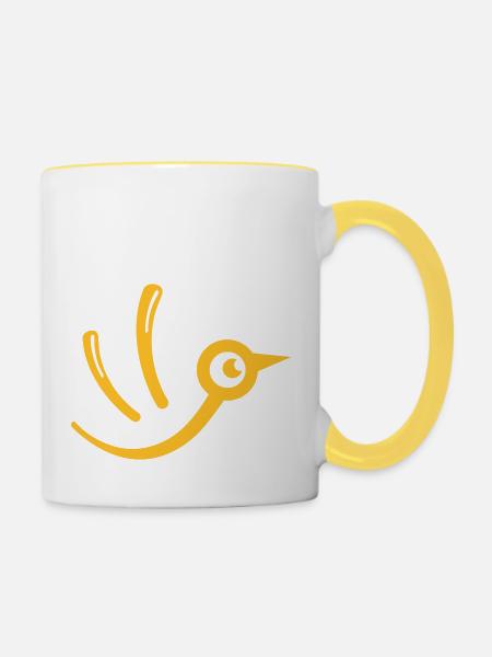 Vögelchen - Tasse zweifarbig - Weiß/Gelb