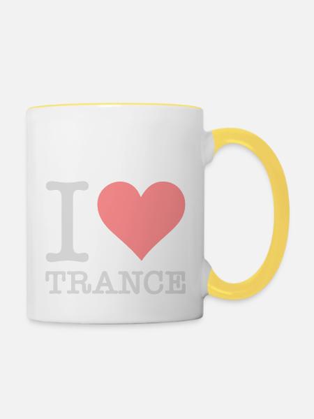 Ich liebe Trance - Tasse zweifarbig - Weiß/Gelb