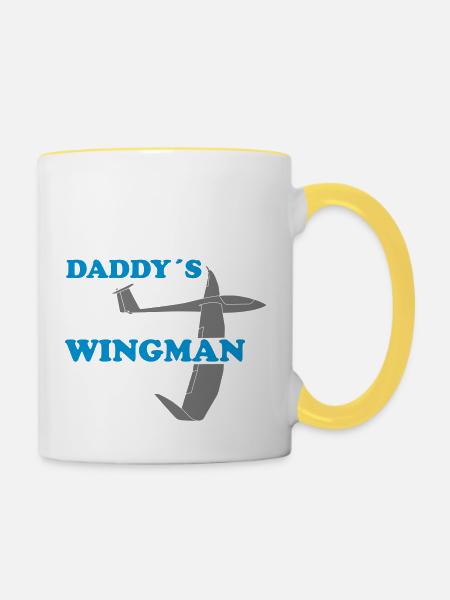 daddys wingman Geschenk - Tasse zweifarbig - Weiß/Gelb