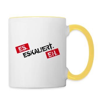 Es Eskaliert Eh - Tasse zweifarbig - Weiß/Gelb - Rechts