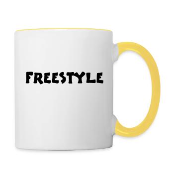 freestyle2_vec_1fr - Mug contrasté - blanc/jaune - Droite