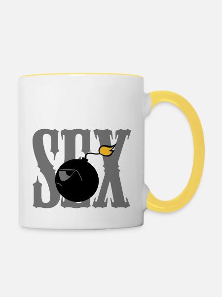 Sexbombe - Tasse zweifarbig - Weiß/Gelb