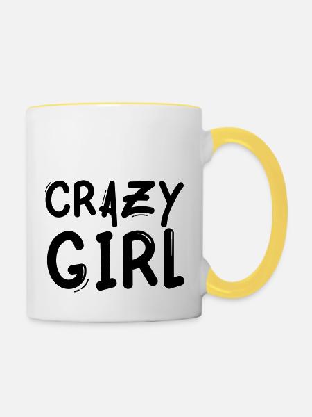 crazy girl - Tasse zweifarbig - Weiß/Gelb