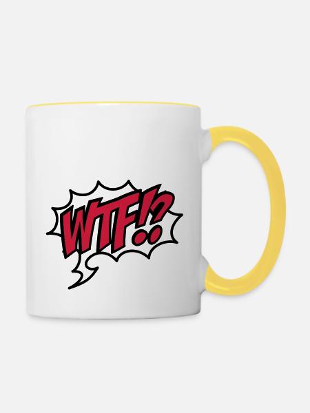 wtf - Tasse zweifarbig - Weiß/Gelb