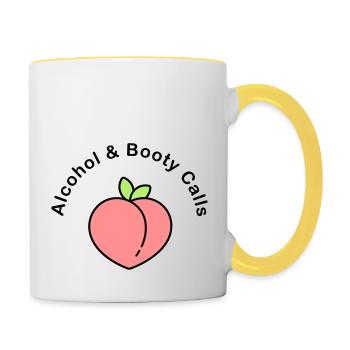 alcohol and booty calls - Tasse zweifarbig - Weiß/Gelb - Rechts
