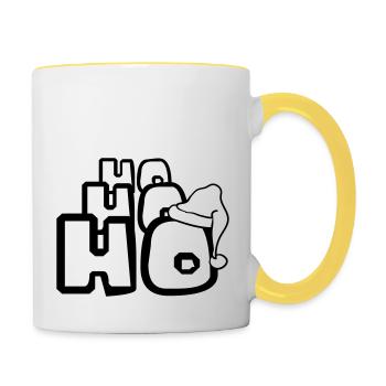 cool santa ho ho ho christmas nikolaus we - Contrasting Mug - white/yellow - Right