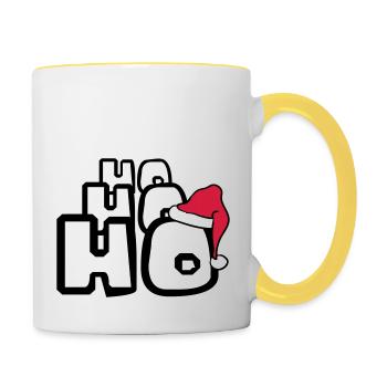 Santa ho ho ho christmas nikolaus weihnac - Contrasting Mug - white/yellow - Right