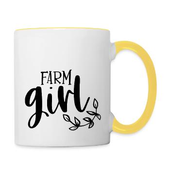 Farm girl - Mug contrasté - blanc/jaune - Droite