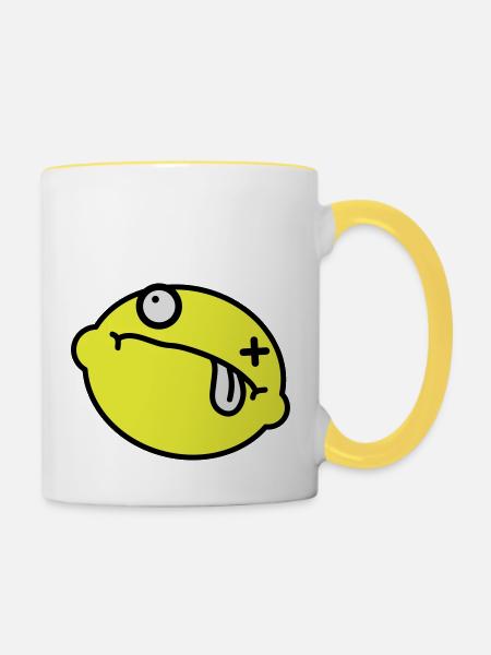 Dead Lemon Smiley - Tasse zweifarbig - Weiß/Gelb
