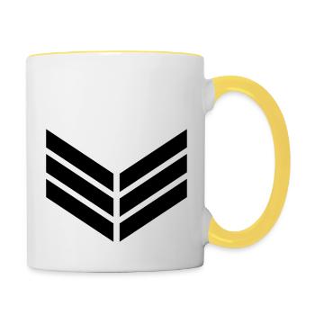 Plume, flèche, empennage, , tir à l'arc, arc - Mug contrasté - blanc/jaune - Droite