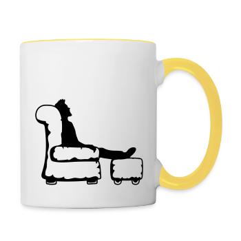 rest sleep living room furniture tv watch guc - Contrasting Mug - white/yellow - Right