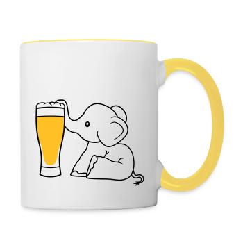 elephant beer suck alcohol drink thirst drunk - Contrasting Mug - white/yellow - Right