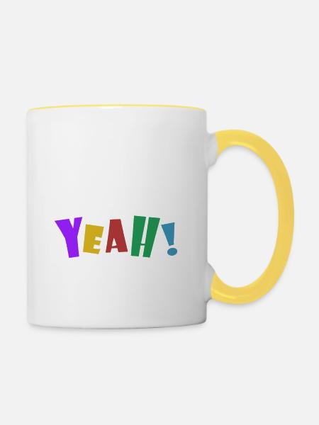 YEAH! - Tasse zweifarbig - Weiß/Gelb