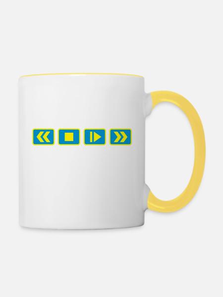 play_button_2_f2 - Tasse zweifarbig - Weiß/Gelb