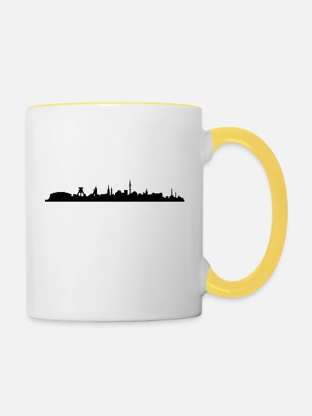 Skyline Gelsenkirchen - Tasse zweifarbig - Weiß/Gelb