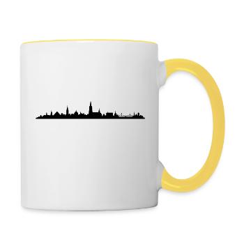 Skyline Ulm - Tasse zweifarbig - Weiß/Gelb - Rechts