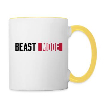 logo monster mode on switch beast button switch - Contrasting Mug - white/yellow - Right