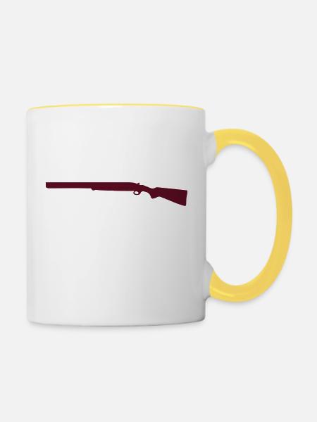 Jagdgewehr - Tasse zweifarbig - Weiß/Gelb