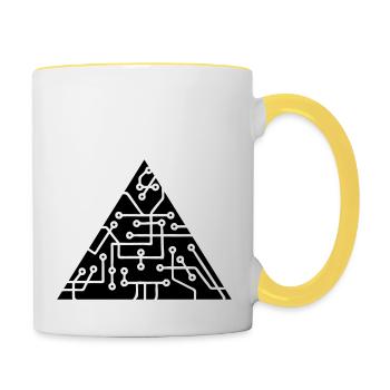 triangular shape microchip technology cool design - Contrasting Mug - white/yellow - Right
