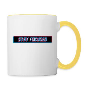 stay focused 3d verschwommen logo roter balken des - Tasse zweifarbig - Weiß/Gelb - Rechts