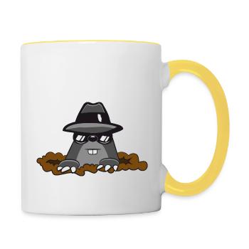 Maulwurf erde Maulwurfhuegel witzig agent geheim s - Tasse zweifarbig - Weiß/Gelb - Rechts