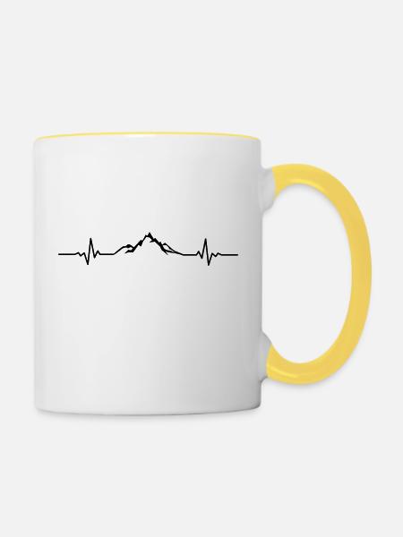 Landschaft - Berge Puls - Tasse zweifarbig - Weiß/Gelb