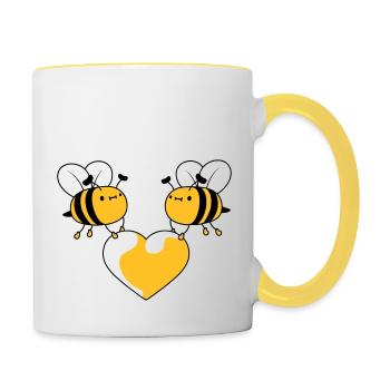 2 bees in love - Contrasting Mug - white/yellow - Right