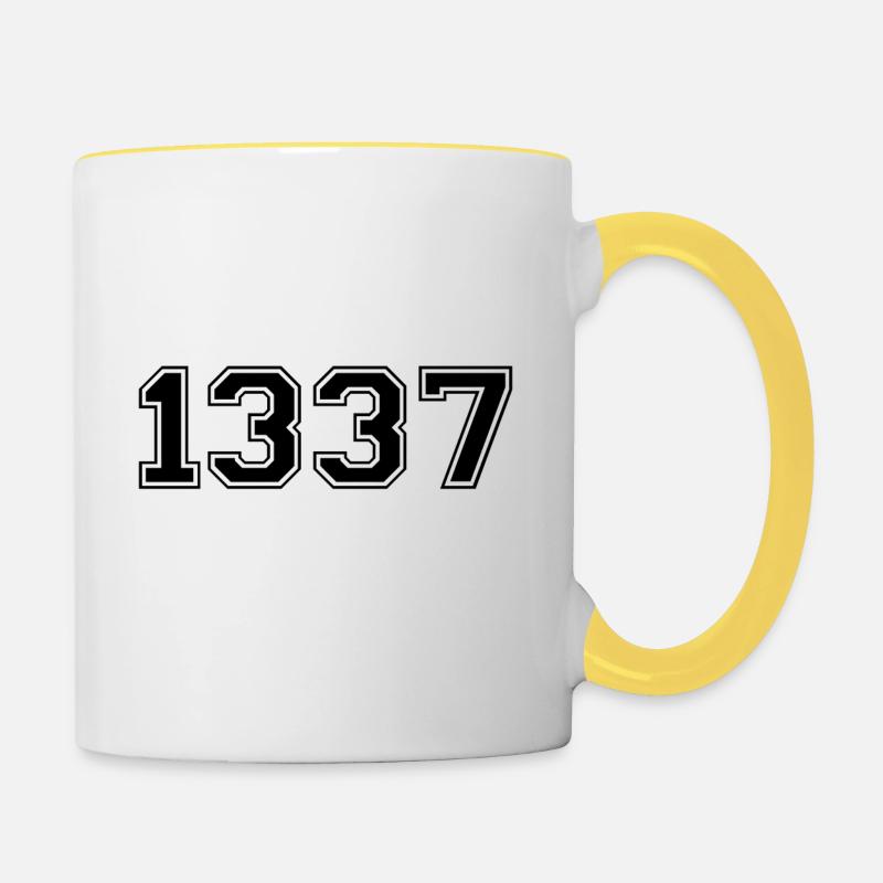 1337 Noir - Leet Speak - Mug contrasté - blanc/jaune