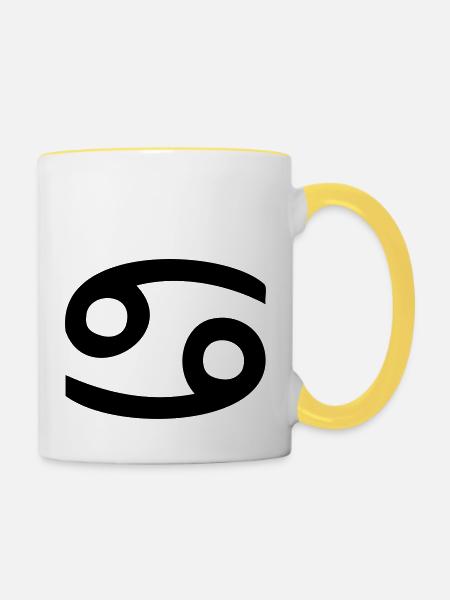 Sternzeichen Krebs - Tasse zweifarbig - Weiß/Gelb