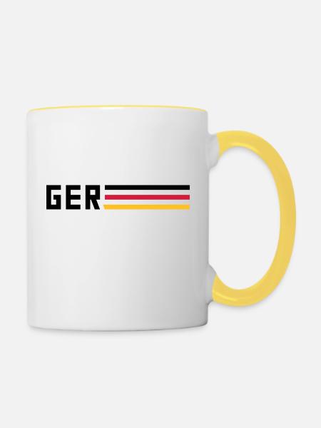 GER Flagge Logo Mannschaft Team Deutschland Sport - Tasse zweifarbig - Weiß/Gelb