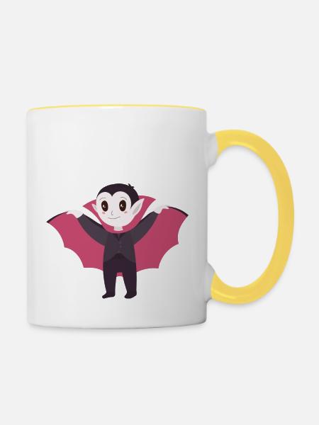 Vampir - Tasse zweifarbig - Weiß/Gelb