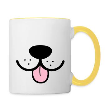 Chien drôle museau chien museau drôle masque - Mug contrasté - blanc/jaune - Droite
